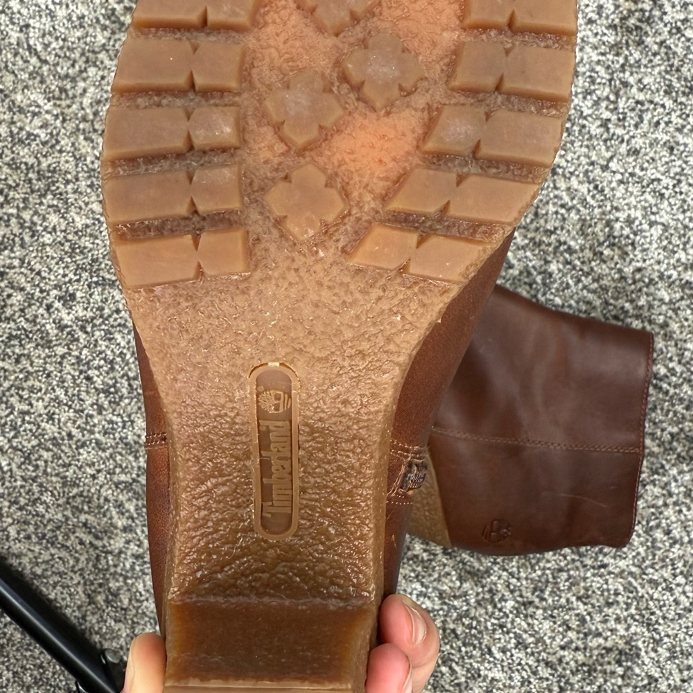 Timberland Women's Brown Leather Peep toe Ankle Booties A1IE9 - Picture 4 of 7